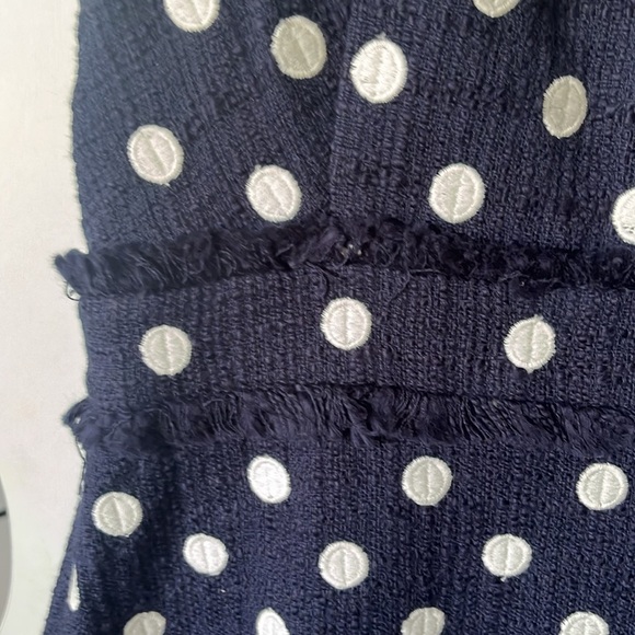 J.Crew NWT Navy and White Polkadot tweed sheath dress 6T 6 tall - Picture 7 of 8